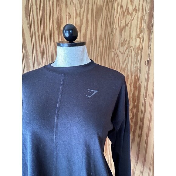 Gymshark Long Sleeve T Shirt Mens XS Performance Workout Solid Black NWOT - Picture 4 of 8